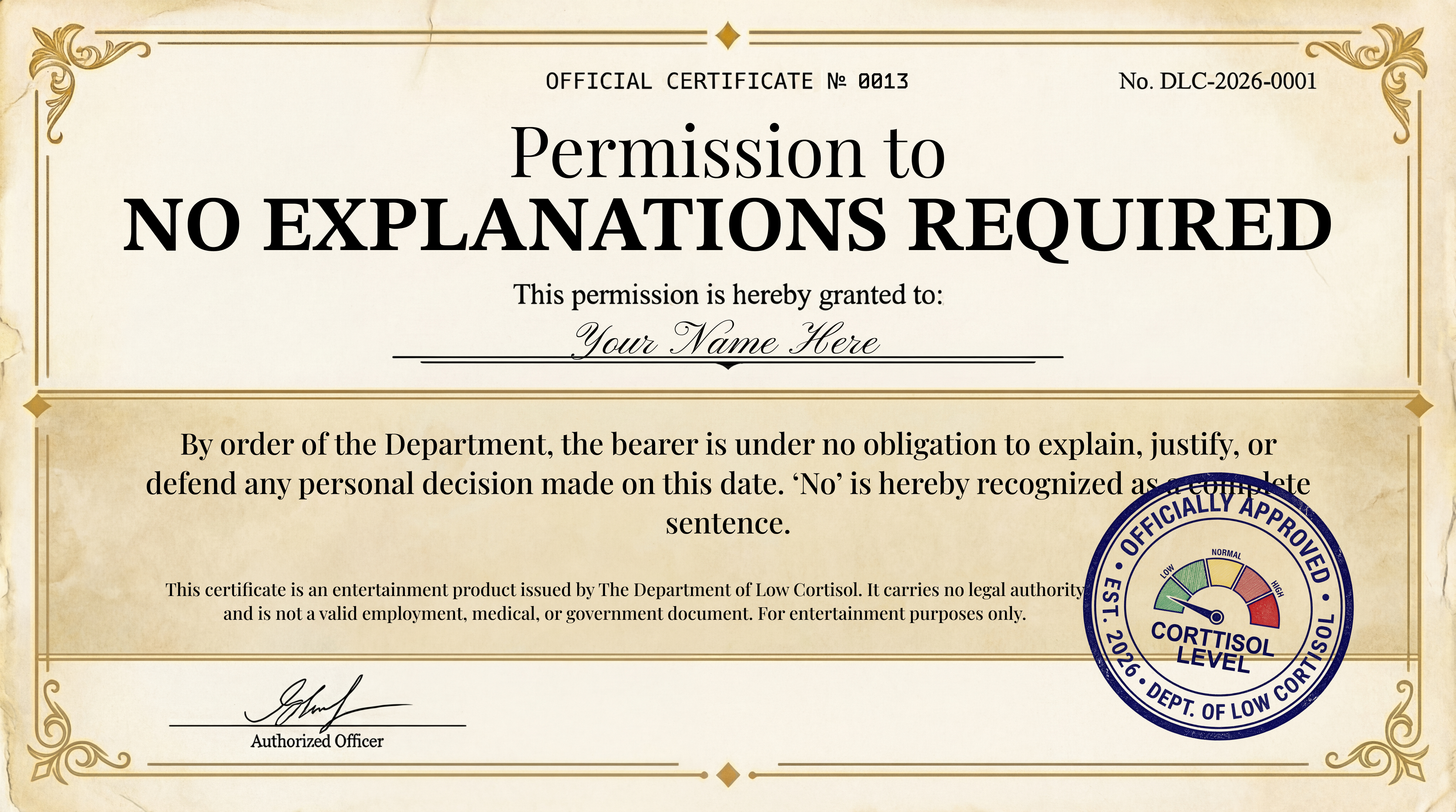 No Explanations Required